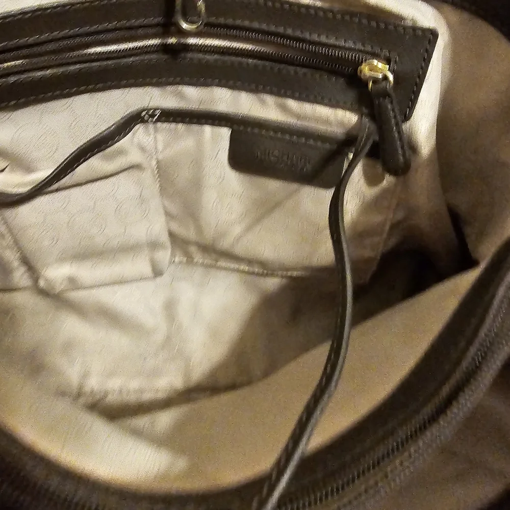 Michael Kors Dark Brown Saffiano Leather Tote with Gold Logo Charm